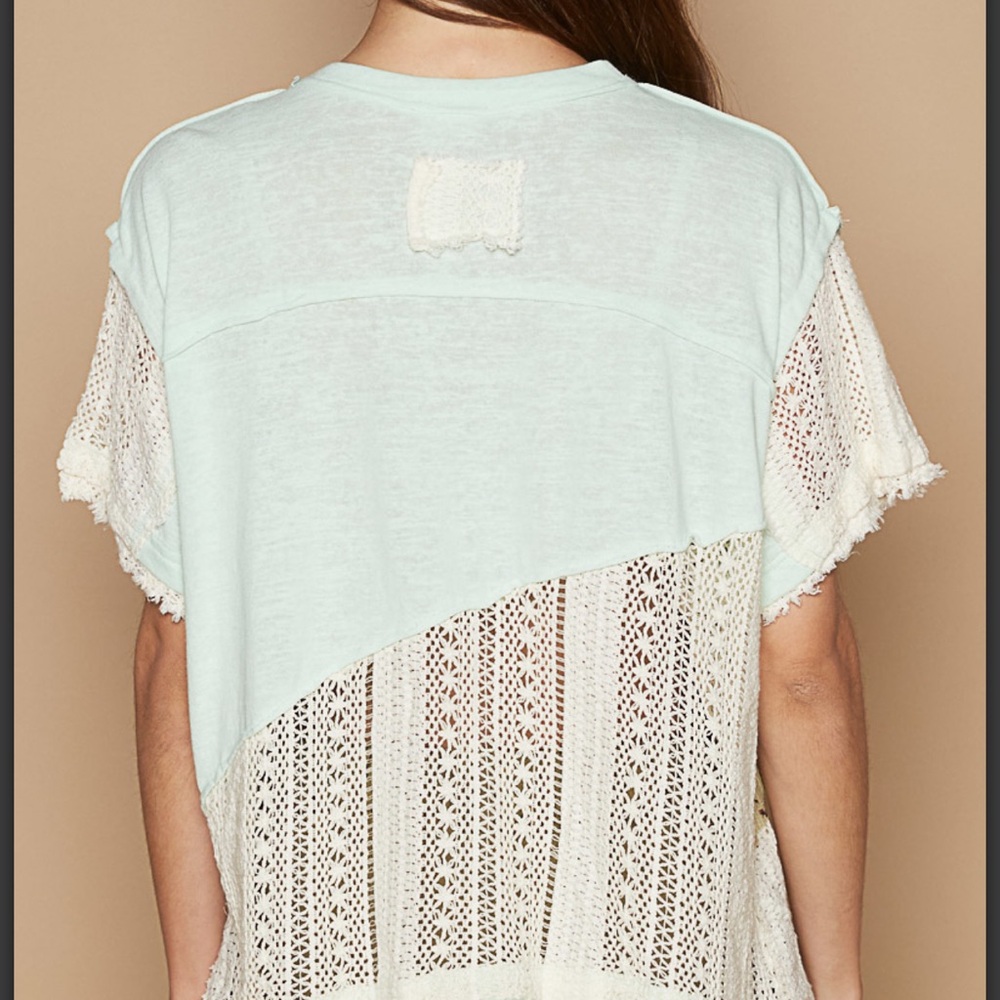 POL Pink and Cream Crochet Peace Sign Top - Picture 8 of 8